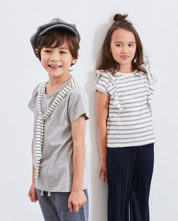 麗嬰房 Little moni - 肩拼接上衣-麻花灰