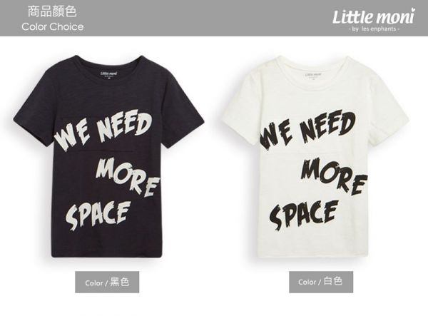 麗嬰房 Little moni - 字母印圖棉T-黑色