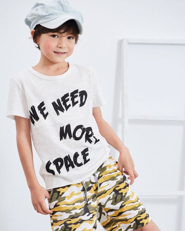 麗嬰房 Little moni - 字母印圖棉T-白色