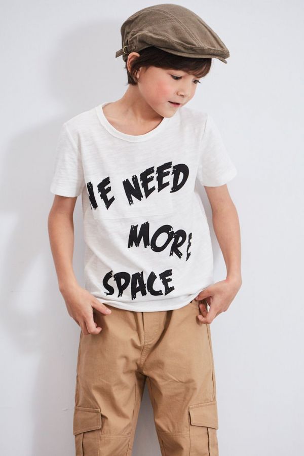 麗嬰房 Little moni - 字母印圖棉T-白色