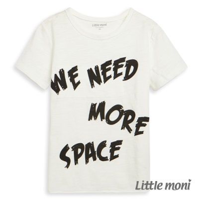 麗嬰房 Little moni - 字母印圖棉T-白色