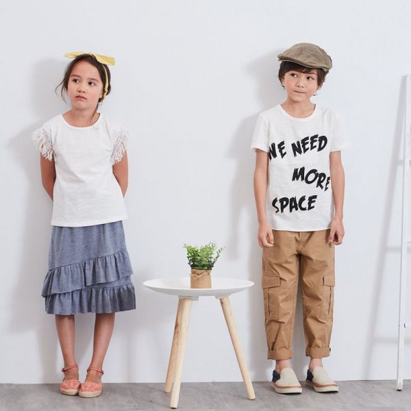 麗嬰房 Little moni - 字母印圖棉T-白色