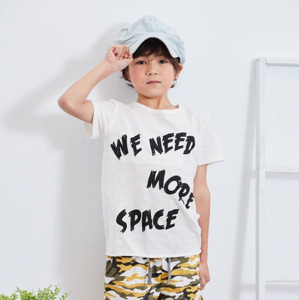 麗嬰房 Little moni - 字母印圖棉T-白色