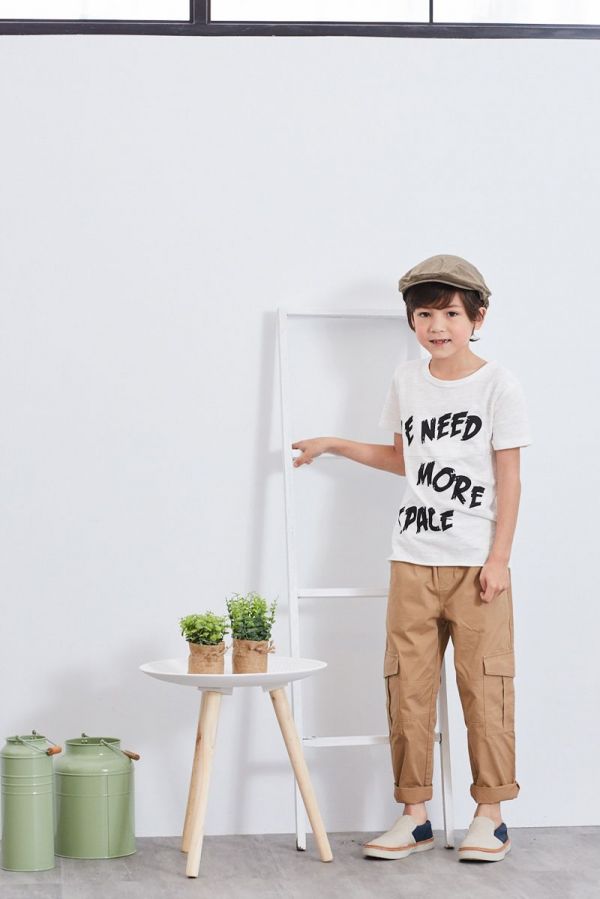 麗嬰房 Little moni - 字母印圖棉T-白色