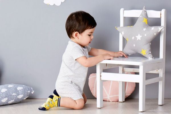 麗嬰房 Little moni - 純棉家居系列條紋短袖連身裝-灰色