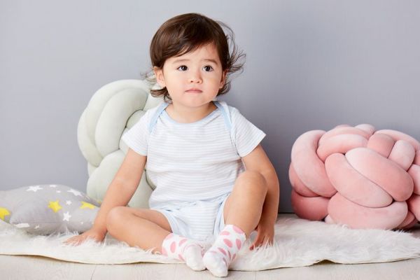 麗嬰房 Little moni - 純棉家居系列條紋短袖連身裝-粉紫藍