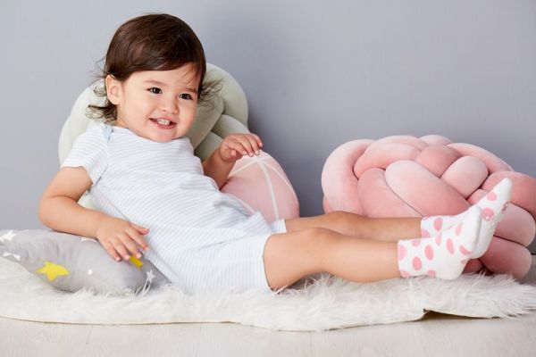 麗嬰房 Little moni - 純棉家居系列條紋短袖連身裝-粉紫藍