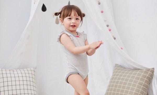 麗嬰房 Little moni - 家居系列荷葉袖包屁衣-灰色