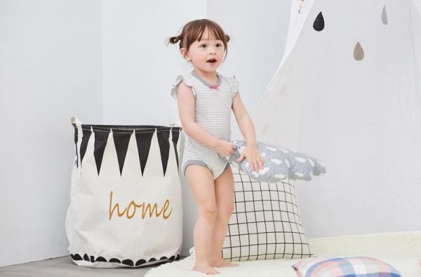 麗嬰房 Little moni - 家居系列荷葉袖包屁衣-灰色