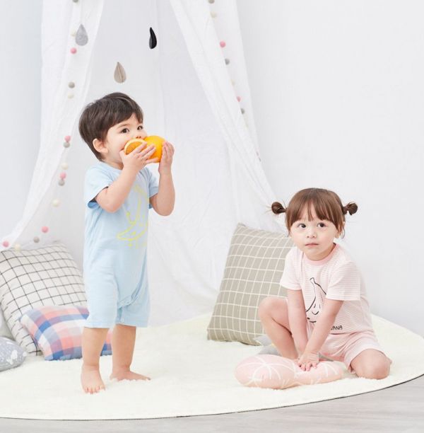 麗嬰房 Little moni - 家居系列短袖連身裝(Banana印圖)-亮天藍