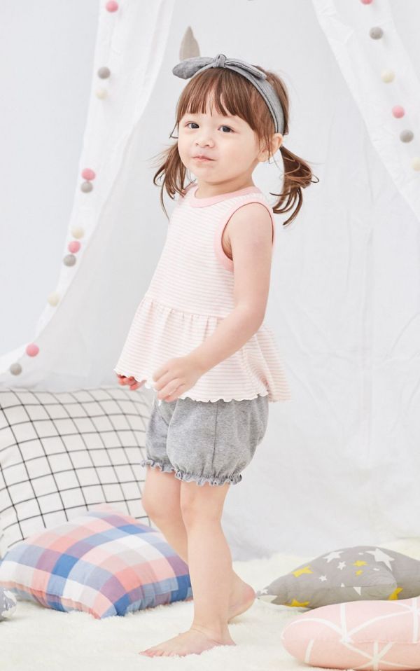 麗嬰房 Little moni - 家居系列背心套裝(兩件組)-淺珊瑚