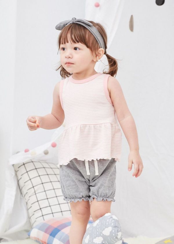 麗嬰房 Little moni - 家居系列背心套裝(兩件組)-淺珊瑚
