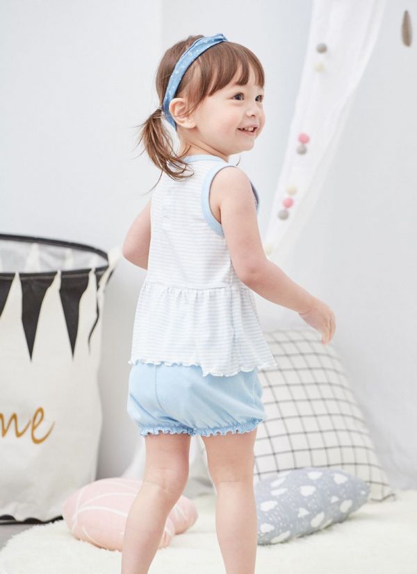麗嬰房 Little moni - 家居系列背心套裝(兩件組)-亮天藍