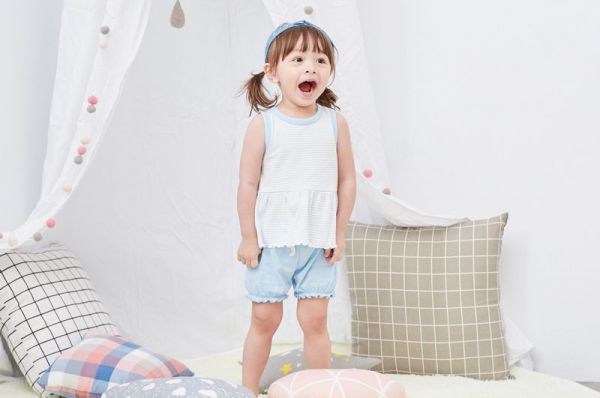 麗嬰房 Little moni - 家居系列背心套裝(兩件組)-亮天藍