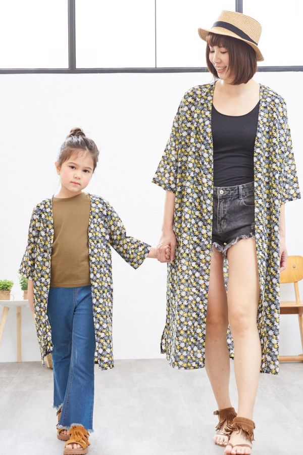 麗嬰房 Little moni - 親子長版罩衫(大人)-黃色 (F)