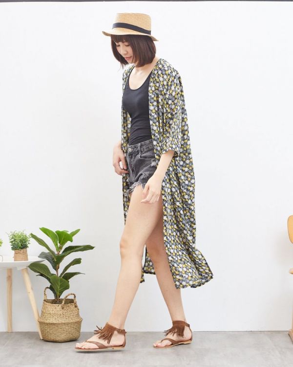 麗嬰房 Little moni - 親子長版罩衫(大人)-黃色 (F)