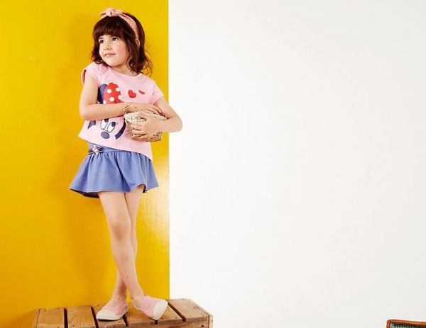 麗嬰房 Disney - 個性不對襯印圖上衣-粉紅