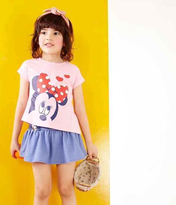麗嬰房 Disney - 個性不對襯印圖上衣-粉紅
