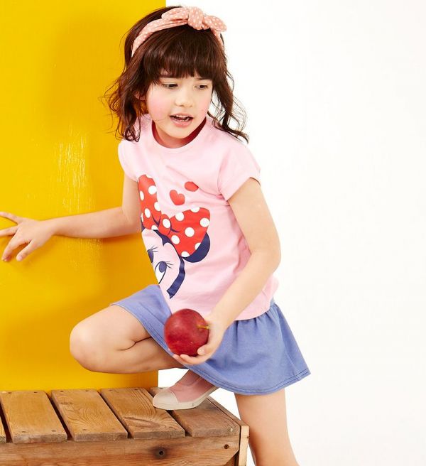 麗嬰房 Disney - 個性不對襯印圖上衣-粉紅