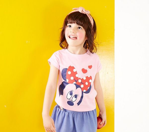 麗嬰房 Disney - 個性不對襯印圖上衣-粉紅