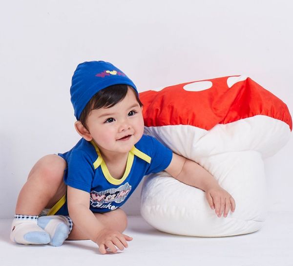 麗嬰房 Disney - Baby 雲朵米奇包屁衣附嬰兒帽-寶藍