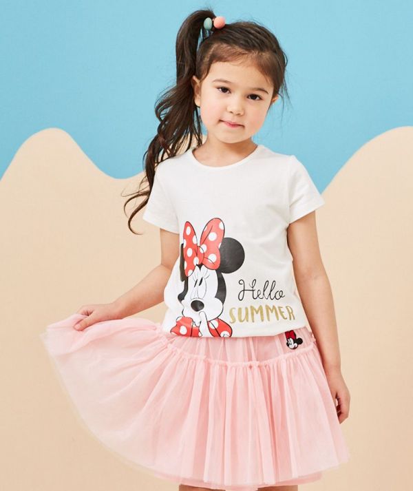 麗嬰房 Disney - 米妮系列歡樂夏日圓領上衣-白色