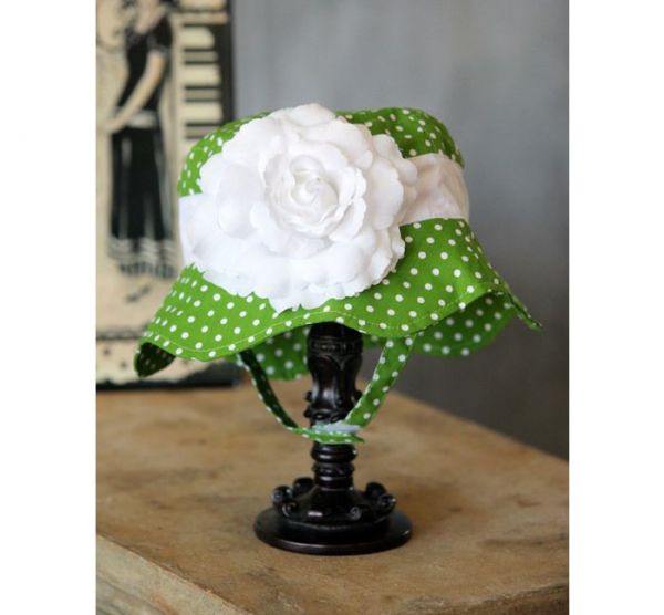 美國 Fancy That Hat - 大花抗UV防曬遮陽帽-綠/白玫瑰