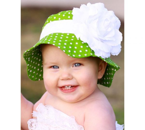 美國 Fancy That Hat - 大花抗UV防曬遮陽帽-綠/白玫瑰