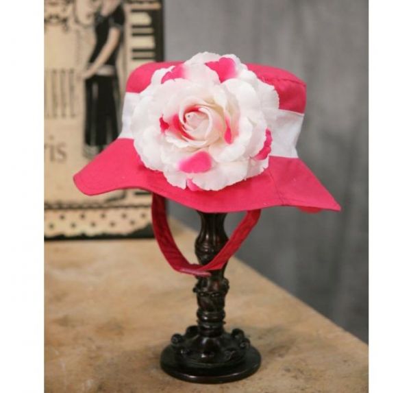 美國 Fancy That Hat - 大花抗UV防曬遮陽帽-桃紅/粉白玫瑰