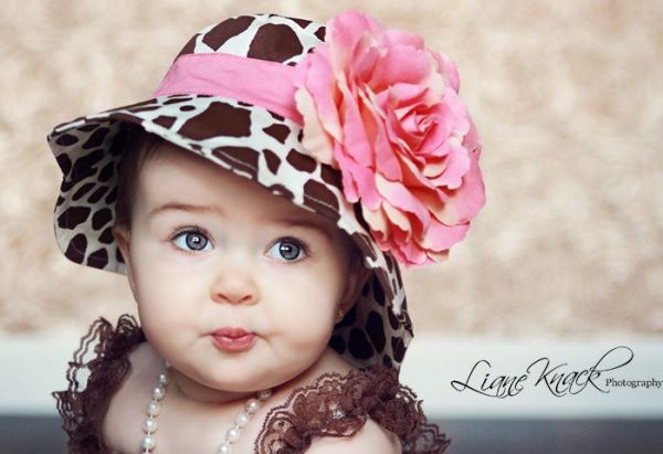 美國 Fancy That Hat - 大花抗UV防曬遮陽帽-長頸鹿紋/粉橘玫瑰