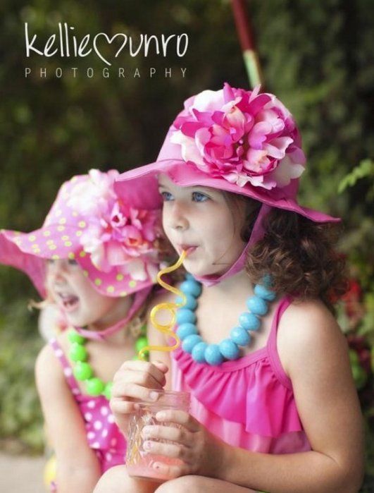 美國 Jamie Rae - 100%純棉帽-覆盆子遮陽帽+粉覆盆子大牡丹 (3-12M)