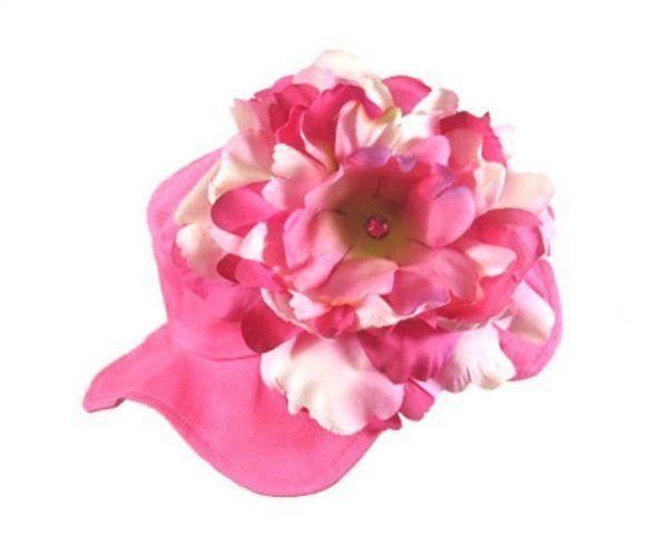 美國 Jamie Rae - 100%純棉帽-覆盆子遮陽帽+粉覆盆子大牡丹 (3-12M)