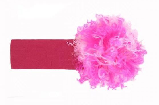 美國 Jamie Rae - 100%純棉髮帶-覆盆子寬髮帶+粉覆盆紫小鸛毛