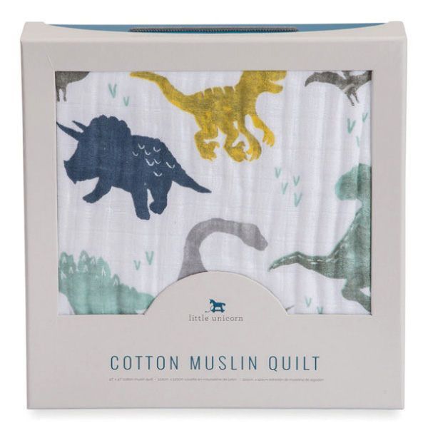 美國 Little Unicorn - 純棉四層紗布毯(被子)-恐龍世界