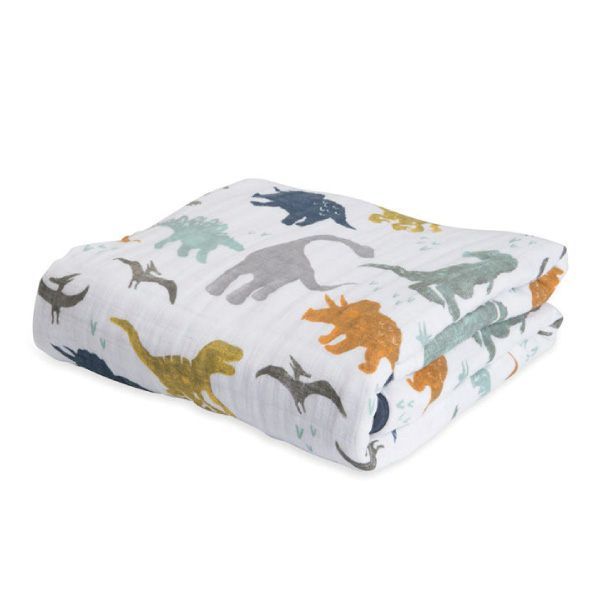 美國 Little Unicorn - 純棉四層紗布毯(被子)-恐龍世界