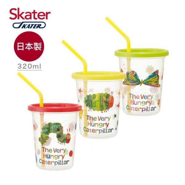 日本 SKATER - 日本製3入水杯(320ml)-好餓的毛毛蟲