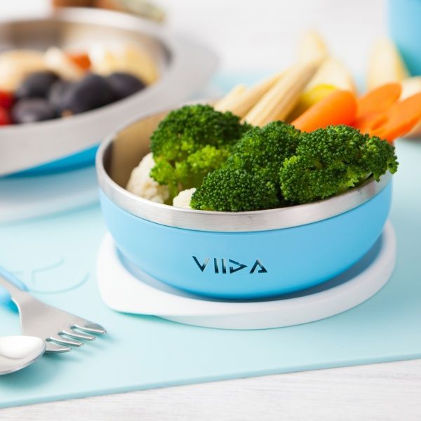 VIIDA - Soufflé抗菌不鏽鋼兒童餐碗-餐碗-藍