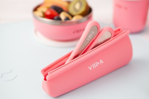 VIIDA - Soufflé抗菌不鏽鋼兒童叉匙組-叉子.湯匙-紫-6個月以上