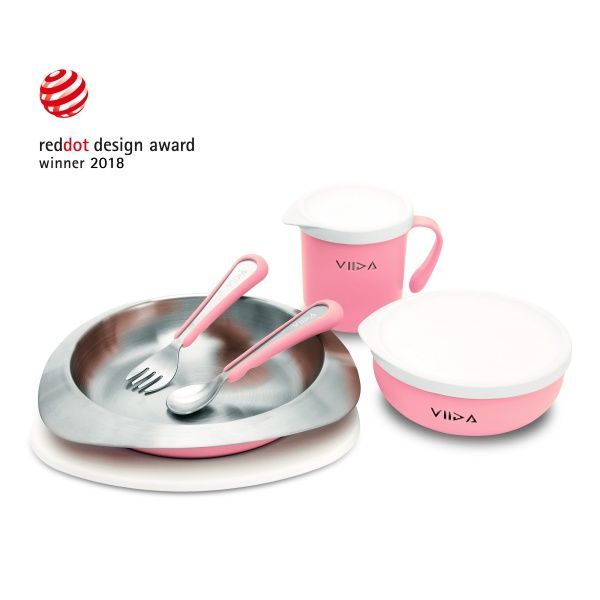 VIIDA - Soufflé抗菌不鏽鋼兒童叉匙組-叉子.湯匙-紫-6個月以上