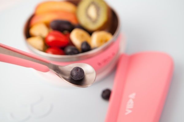 VIIDA - Soufflé抗菌不鏽鋼兒童叉匙組-叉子.湯匙-紫-6個月以上