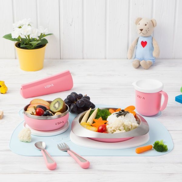 VIIDA - Soufflé抗菌不鏽鋼兒童叉匙組-叉子.湯匙-紫-6個月以上
