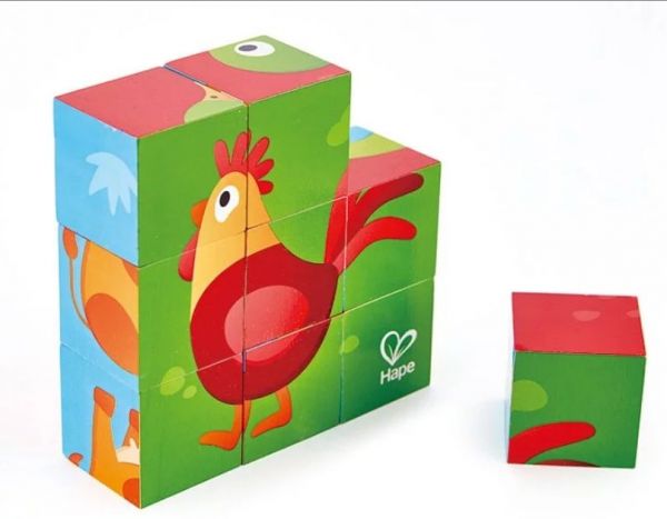 Hape - 農場動物拼圖積木-(新款)