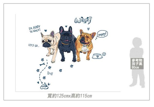 JB Design - 時尚壁貼-可愛法鬥 (60cm*90cm)