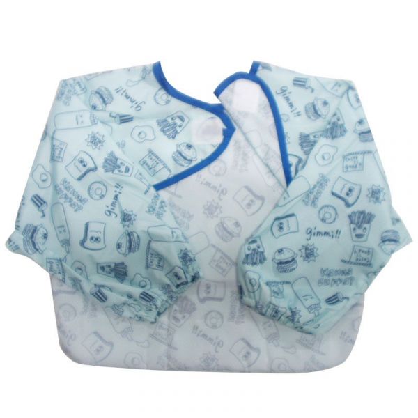 akachan honpo - 嬰幼兒潑水加工長袖圍兜B-藍色