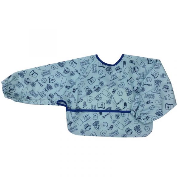 akachan honpo - 嬰幼兒潑水加工長袖圍兜B-藍色