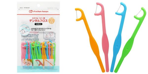 akachan honpo - 色彩繽紛幼兒用牙線棒1.5~3歲-30入