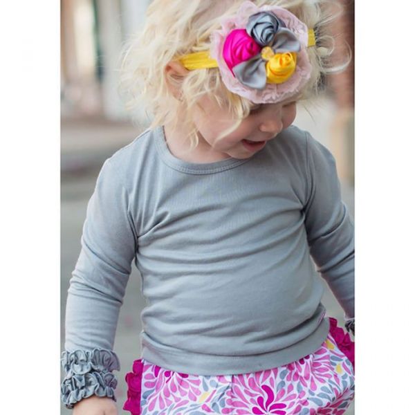 美國 RuffleButts - 寶寶長袖內搭衣-灰色