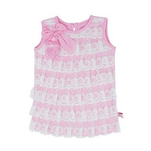 美國 RuffleButts - 小女童上衣-淡粉/白蕾絲背心 (12-18M)