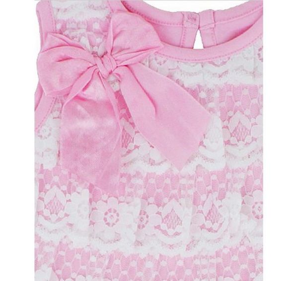 美國 RuffleButts - 小女童上衣-淡粉/白蕾絲背心 (12-18M)