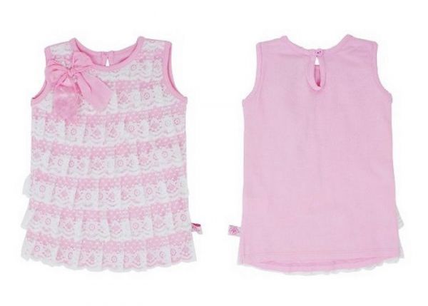 美國 RuffleButts - 小女童上衣-淡粉/白蕾絲背心 (12-18M)